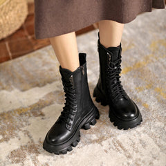 Lace-Up Combat Boots Biker Boots Retro Short Boots