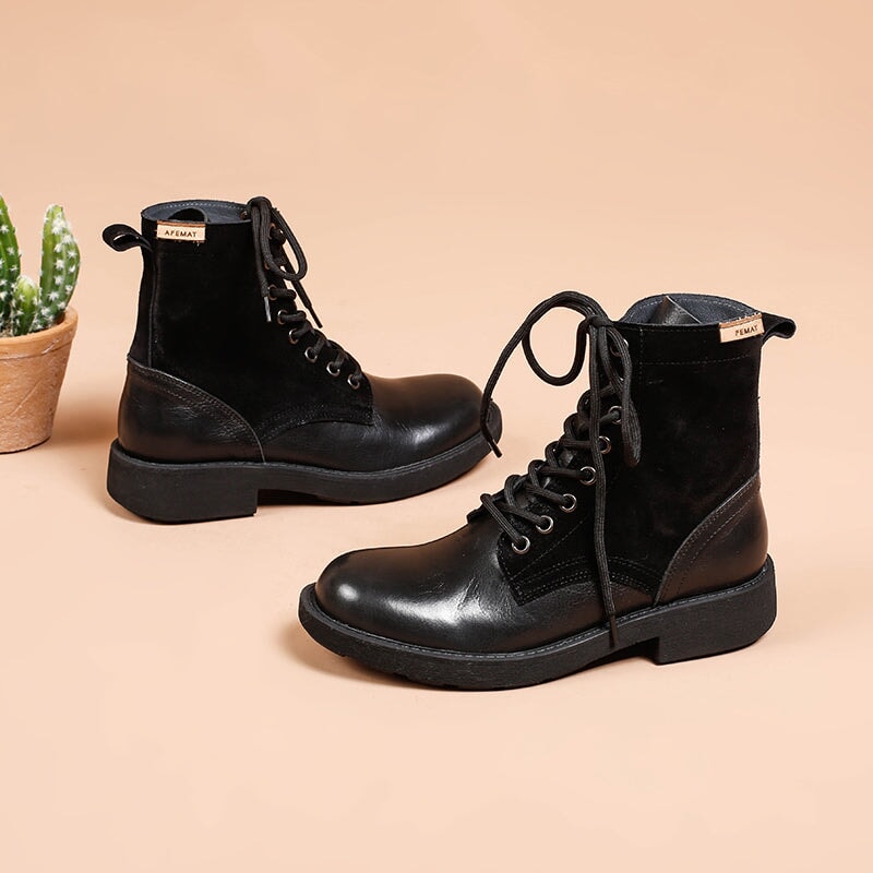 Botas Martin para mujer, botas cortas con cordones, hechas a mano