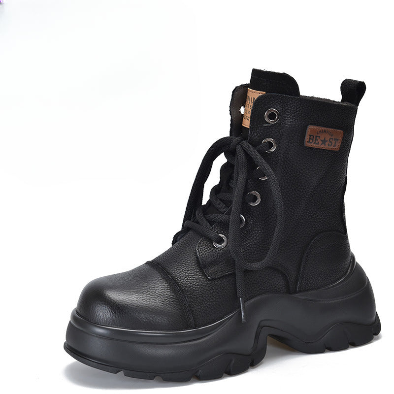 British Style Leather Thick Bottom Martin Boots