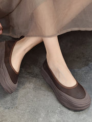 Literary Leather Round-toe Thick Soled Shoes