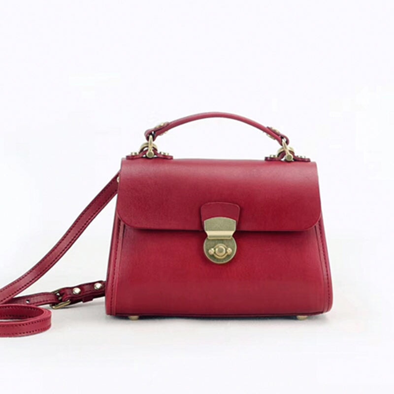 Bolso Cambridge retro de piel de vaca curtida vegetal