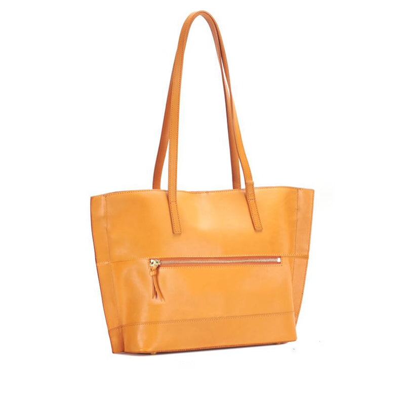 Vegetable Tanned Cowhide Commuter Versatile Large-Capacity Tote Bag