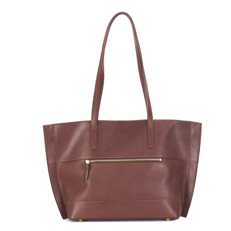 Vegetable Tanned Cowhide Commuter Versatile Large-Capacity Tote Bag