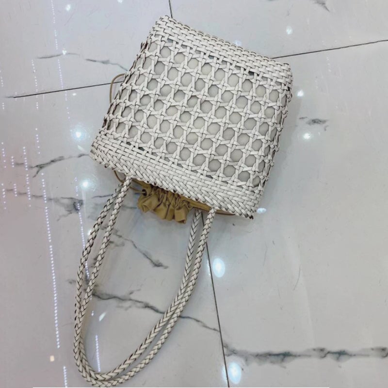 Cowhide Hollow Ladies Woven Bag