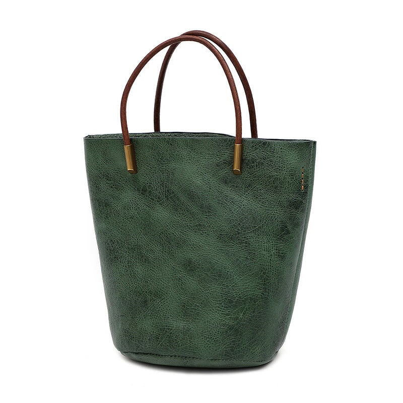 Bolso de hombro vintage curtido vegetal para mujer, bolso de mano de gran capacidad