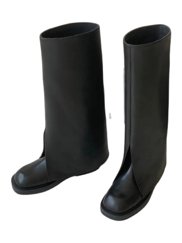 Urban Stylish Schwarze knielange Stiefel 