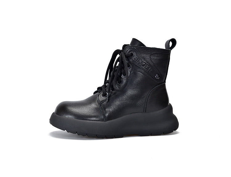 Warme Martin-Stiefel aus Leder mit dicker Sohle 