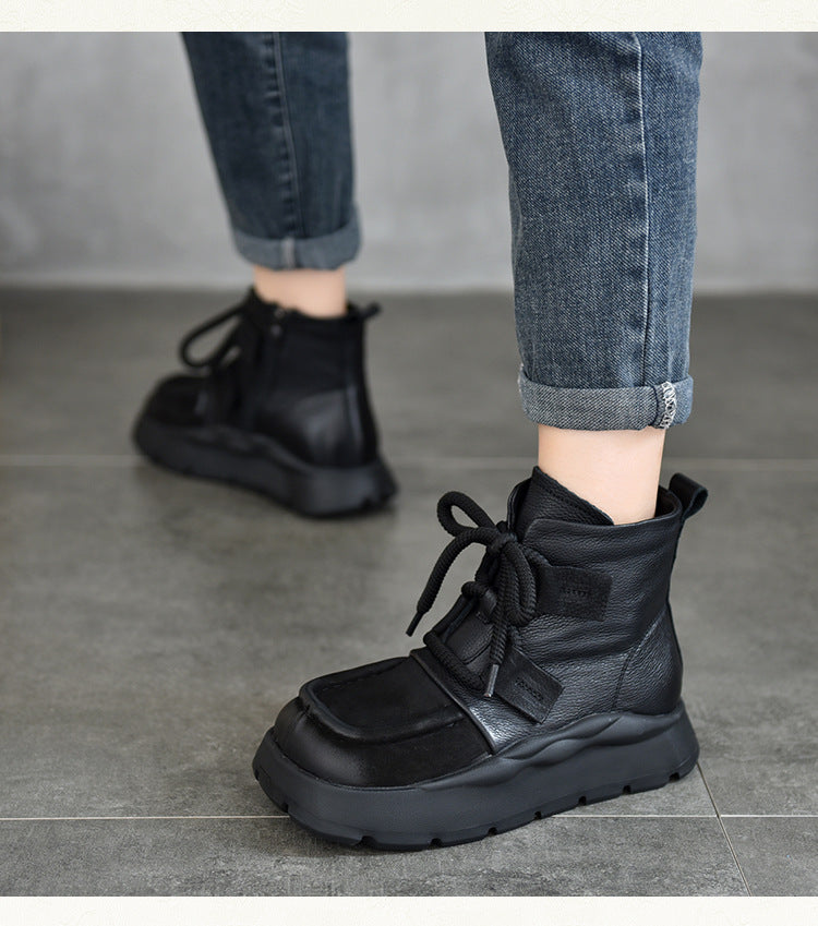 Retro Lace Up Velvet High Top Martin Boots