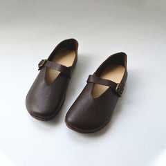 Handmade  Genuine Mary Jane Soft Walking Flats Casual Shoes Apricot/Coffee