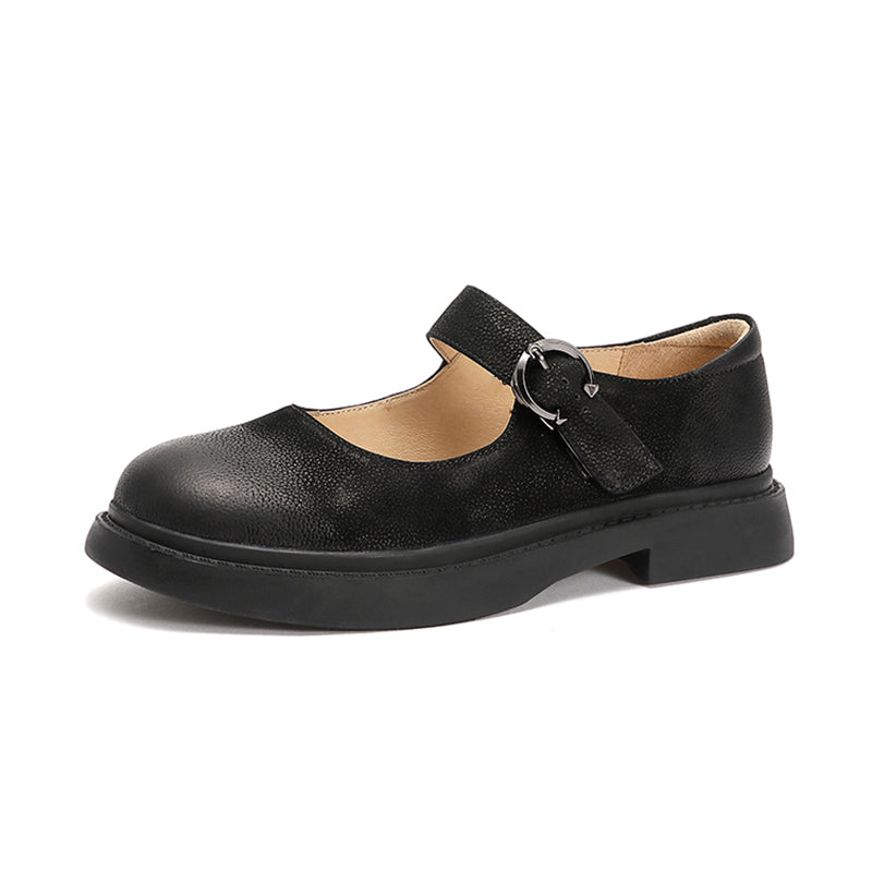 Retro Full Grain Flat Mary Jane Shoes