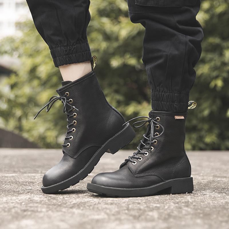 Waxing Combat Boots Lace Up Snow Boots Black/Coffee