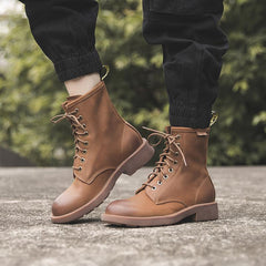 Botas de combate enceradas con cordones para la nieve, color negro y café