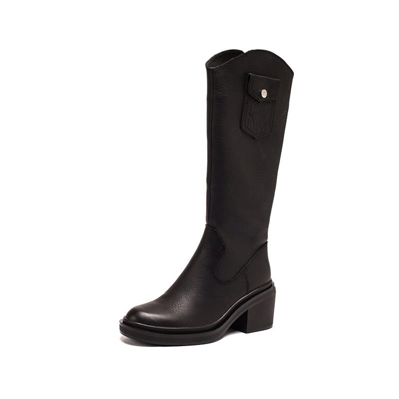 Retro Chunky Riding Boots Knee High Boots