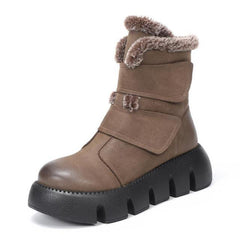 Winter Boots Plush Warm Genuine Hook & Loop Round Toe New