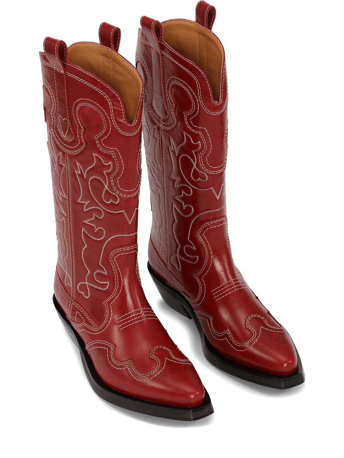 Womens Contrasting Embroidery Western Boots Mid Calf Cowboy Boots