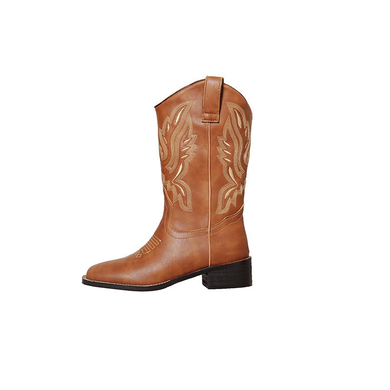 Westernstiefel, halbhohe Stiefel, bestickt, Schwarz/Braun/Kaffee, Roper Cowgirlstiefel