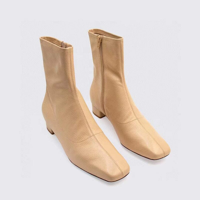 Botas tipo calcetín con punta cuadrada en amarillo, beige, negro y café