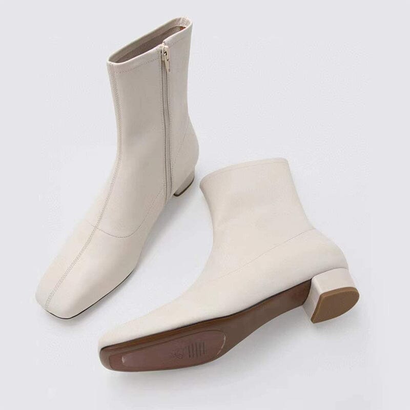 Botas tipo calcetín con punta cuadrada en amarillo, beige, negro y café