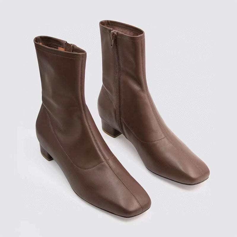 Botas tipo calcetín con punta cuadrada en amarillo, beige, negro y café