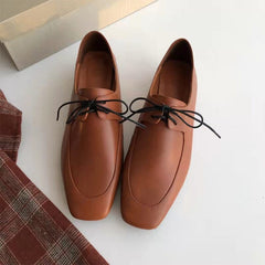 Zapatos Oxford suaves con lazo de cuero genuino