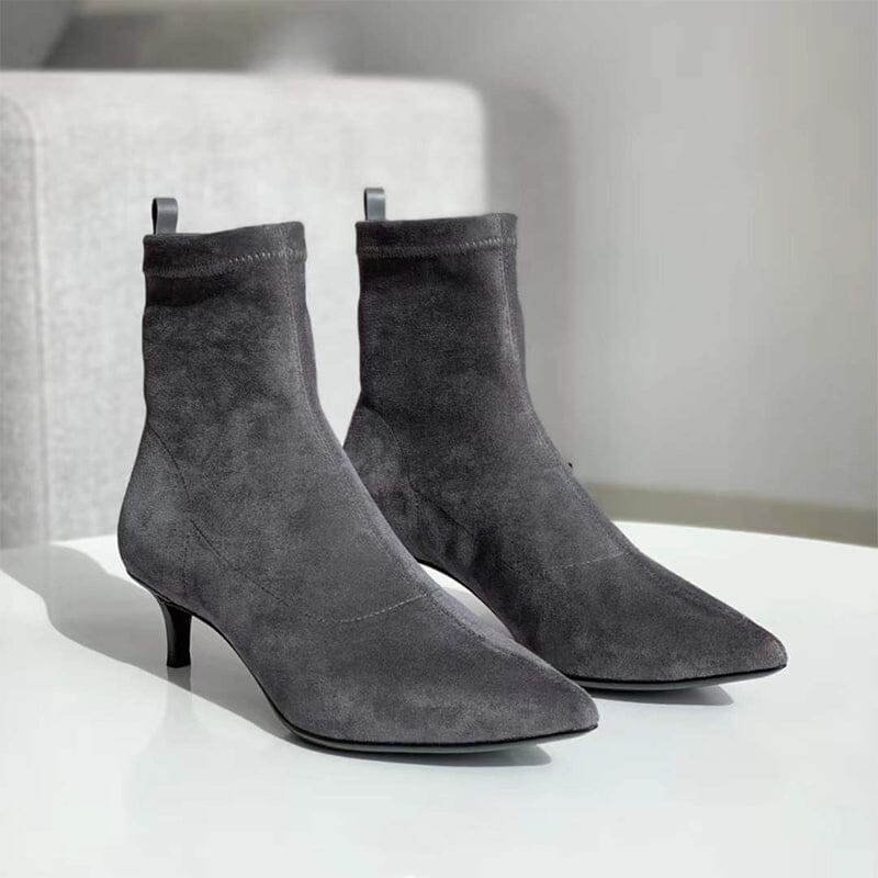 Classic Point Toe Sock Boots High Heel Stretch Boots Elastic Suede