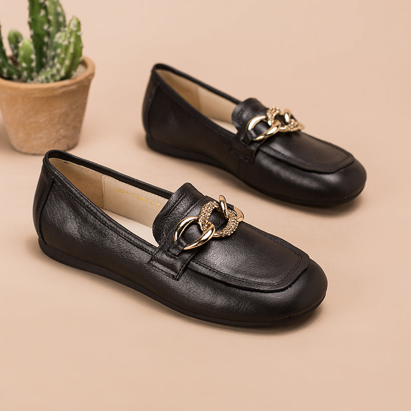 Retro Chain buckle-Detailed Loafers