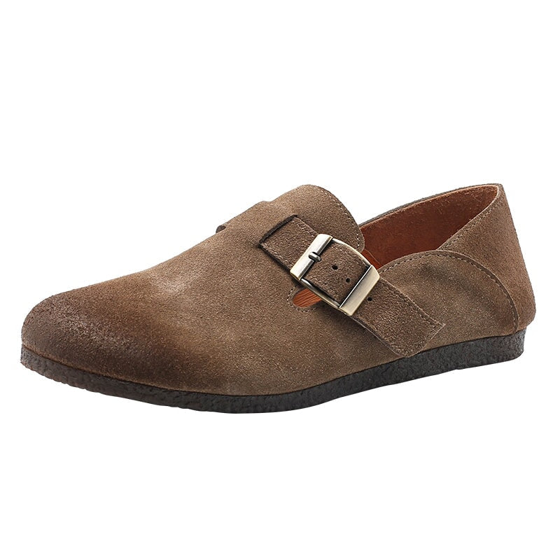 Retro Suede Loafers Buckle-fastening Monk Shoes 6 Colors