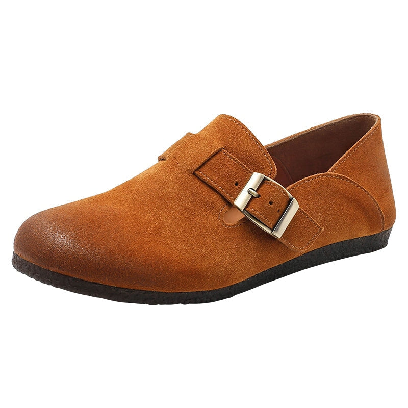 Retro Suede Loafers Buckle-fastening Monk Shoes 6 Colors