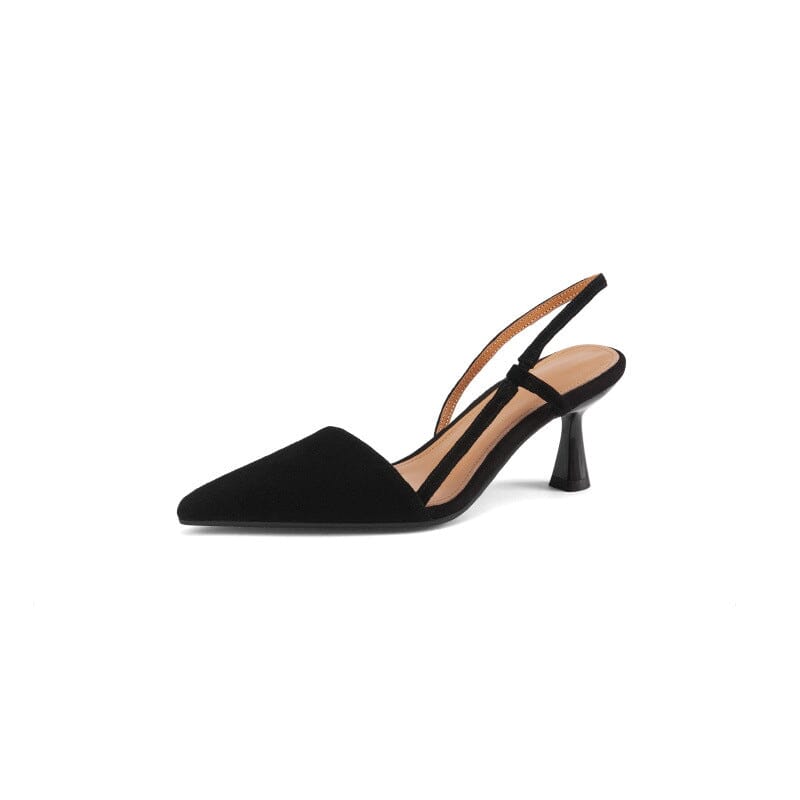 Slingback-Pumps aus Schaffell mit spitzer Spitze und Stilettoabsatz