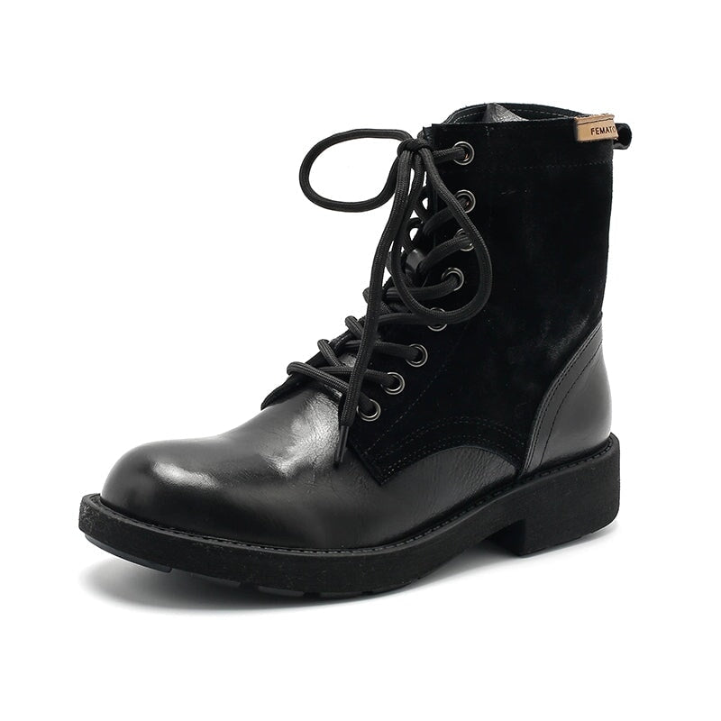 Botas Martin para mujer, botas cortas con cordones, hechas a mano