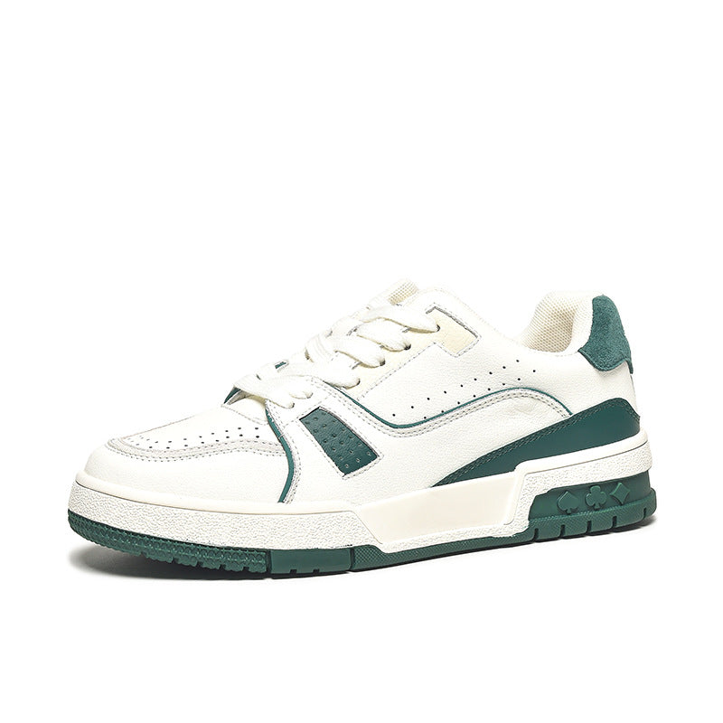 Women's Causal Genuine Sneakers - White Color Block With Green/Grey