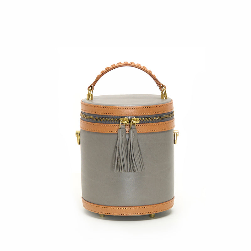 Bolso estilo cubo vintage de un solo hombro de curtido vegetal para mujer