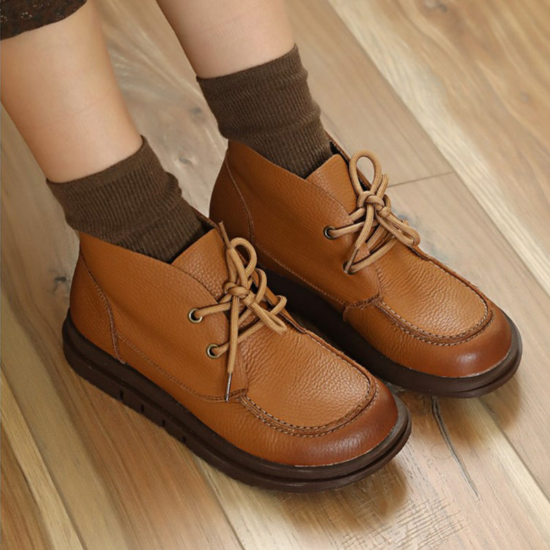 Soft Ankle Boots Retro Round Toe Short Boots Mori Girl Boots Handmade