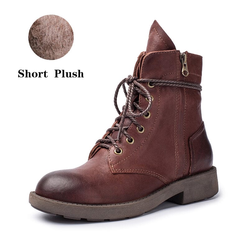 Designer Chunky Riding Boots Fashion Sheepskin Combat Boots