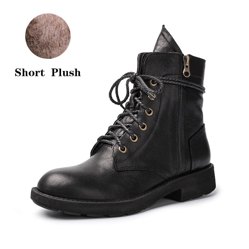 Designer Chunky Riding Boots Fashion Sheepskin Combat Boots