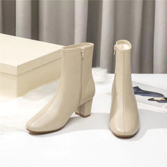 Classic Elegant Glove-Like Ankle Boots with Fleece Lined Mid Heel