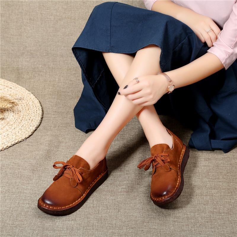 Handmade Oxfords Soft Sole Casual Slip On Shoes Brown/Khaki