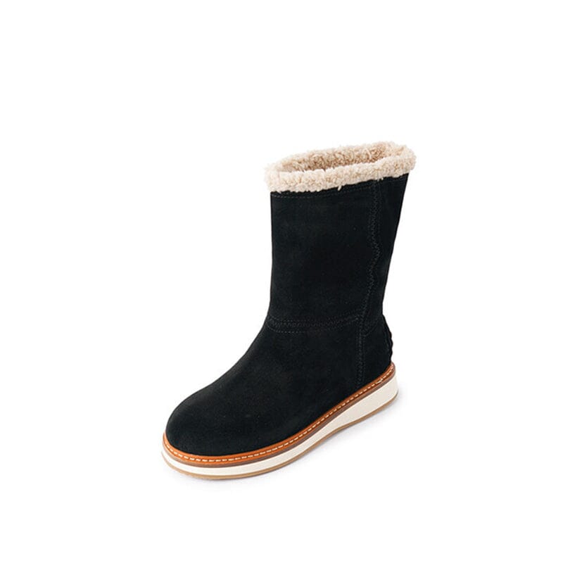 Botas de nieve retro de media pantorrilla para mujer para el frío invierno