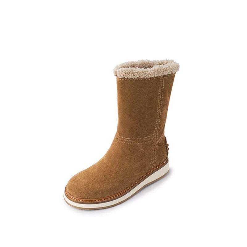 Botas de nieve retro de media pantorrilla para mujer para el frío invierno