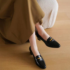 Soft Penny Loafers Round Toe 40mm Block Heel