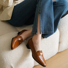 Soft Penny Loafers Round Toe 40mm Block Heel