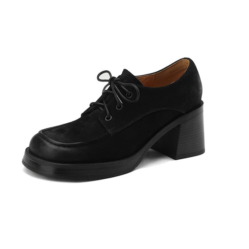 Zapatos Oxford de tacón alto y con lazo, tacones de bloque, ajuste normal, marrón/negro