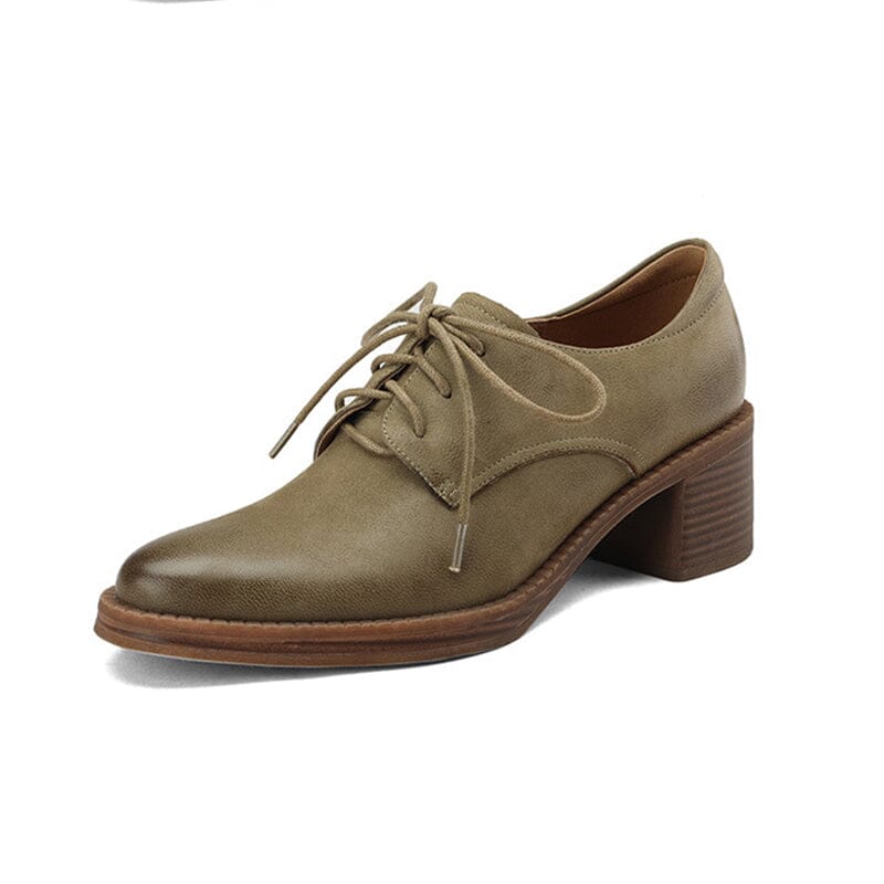 Zapatos Oxford de tacón alto y con corbata, tacones de bloque, punta estilo western, ajuste normal