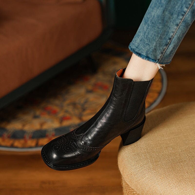 Retro Round Toe Platform Ankle Boots