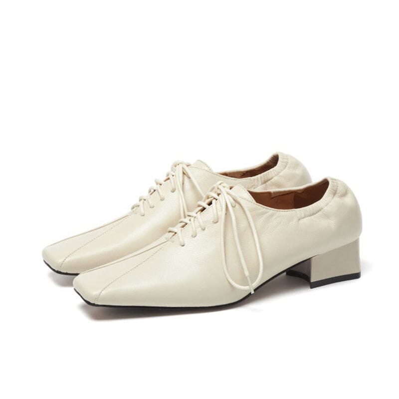 Retro Lace Up Shoes Square Toe Soft Oxford Shoes