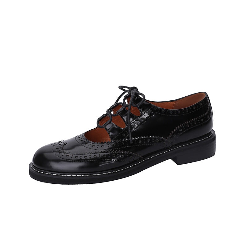 Zapatos Oxford brogue con punta redonda y cordones estilo retro