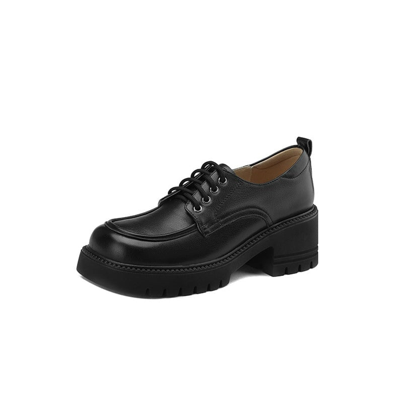 Zapatos Oxford de plataforma genuinos hechos a mano con punta cuadrada