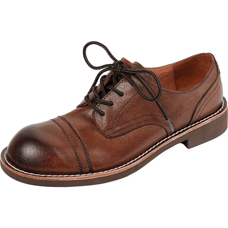 Retro Round Toe Oxfords Lace Up Derby Shoes