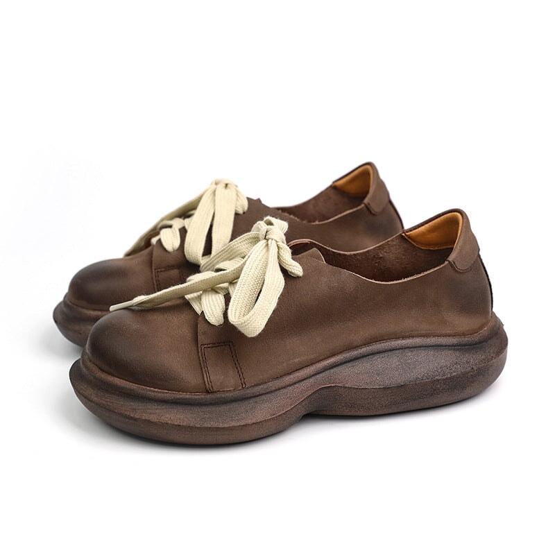 Zapatos casuales con cordones suaves y plataforma estilo oxford retro