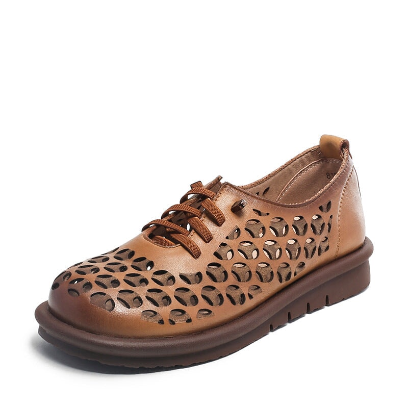 Zapatos Oxford con recortes para verano, planos con cordones suaves